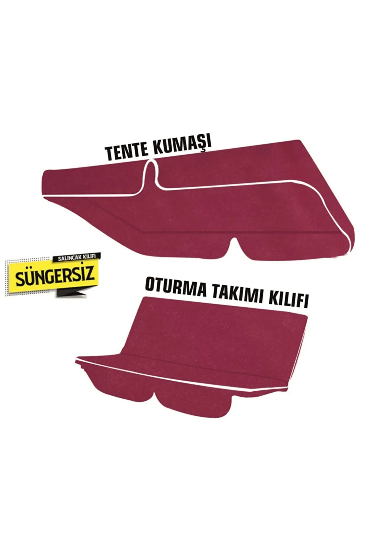 2 Kişilik Salıncak Minder Kılıfı (süngersiz) Tenteli Bordo