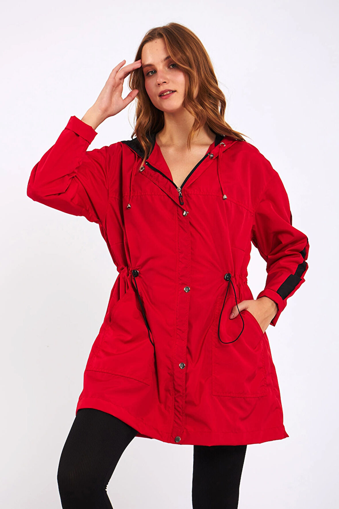 Micro Kırmızı Midi Yağmurluk & Rüzgarlık