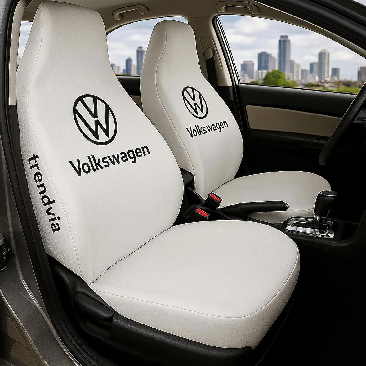 Volkswagen Beyaz Renk Ön ve Arka Koltuk Kılıfı Penye Servis Seti – Araba Koltuk Koruyucu