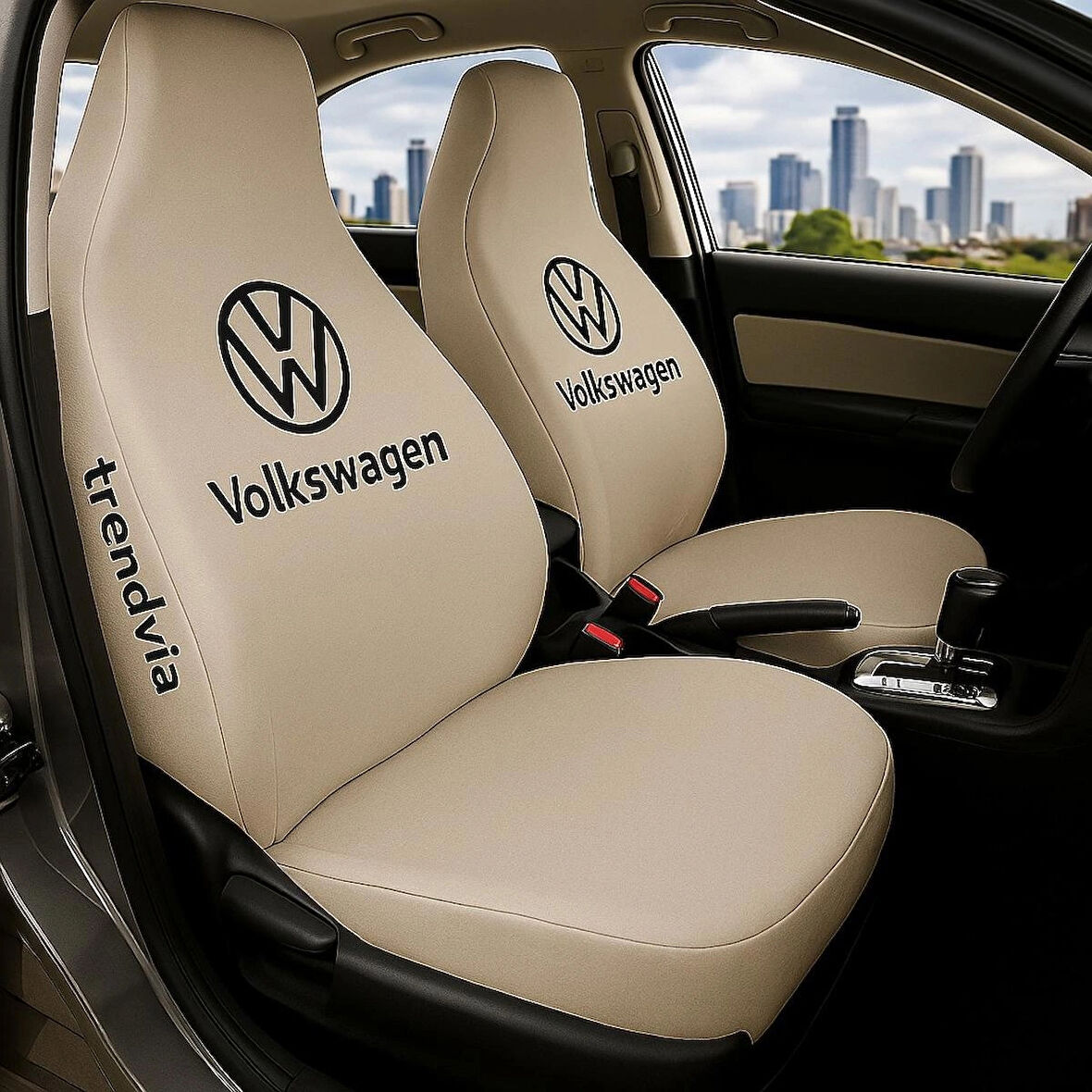 Volkswagen Bej Renk Ön ve Arka Koltuk Kılıfı Penye Servis Seti – Araba Koltuk Koruyucu
