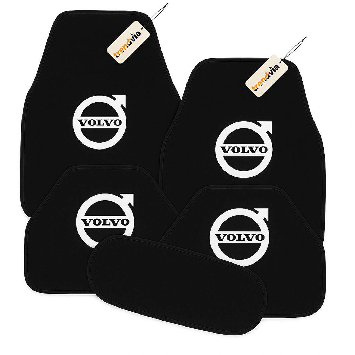 Siyah Renk Volvo Logolu Kaymaz Oto Halı Paspas Takımı 5 Parça – Şık ve Dayanıklı Araç İçi Zemin Koruma Seti