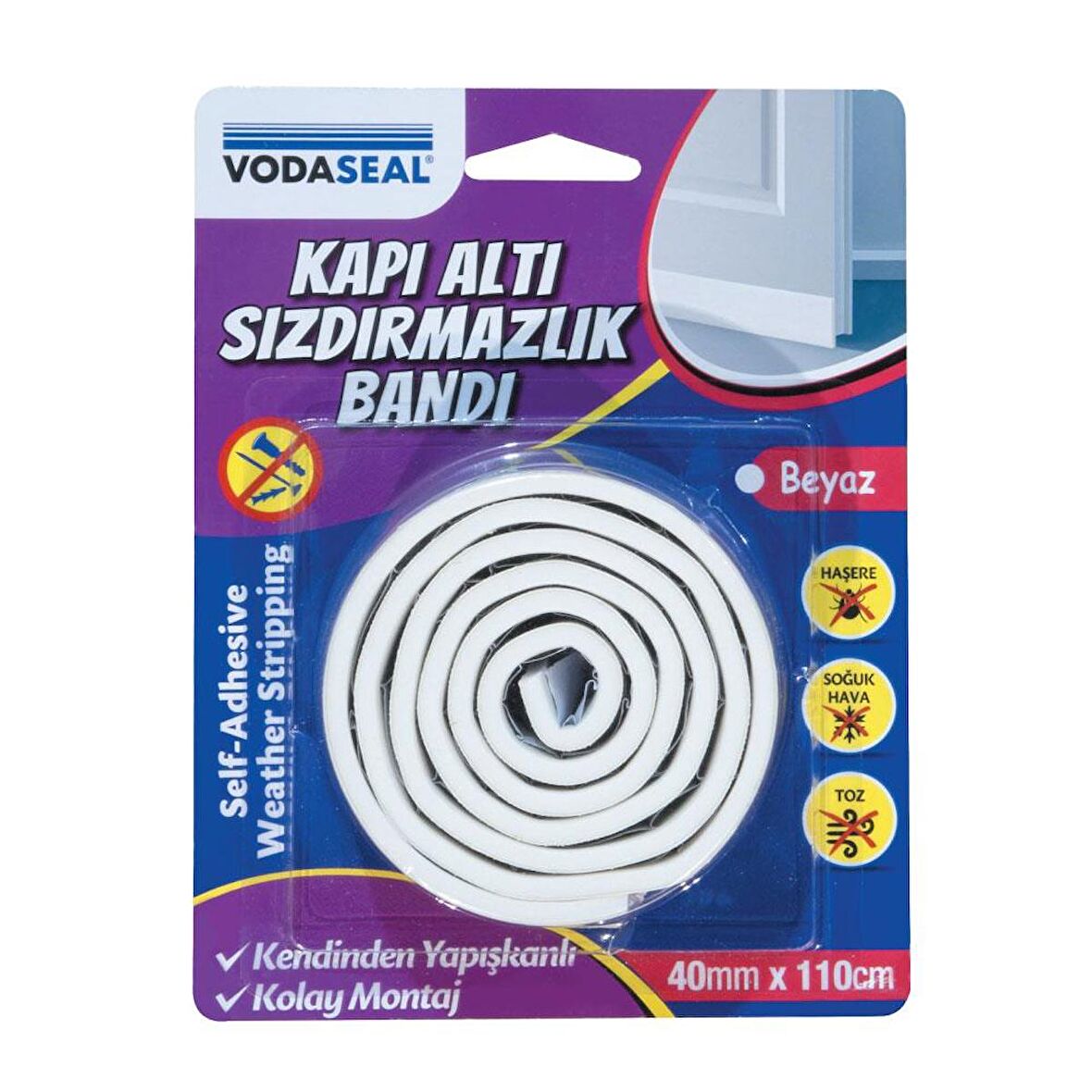 VodaSeal Kapı Altı Sızdırmazlık Bandı - Beyaz