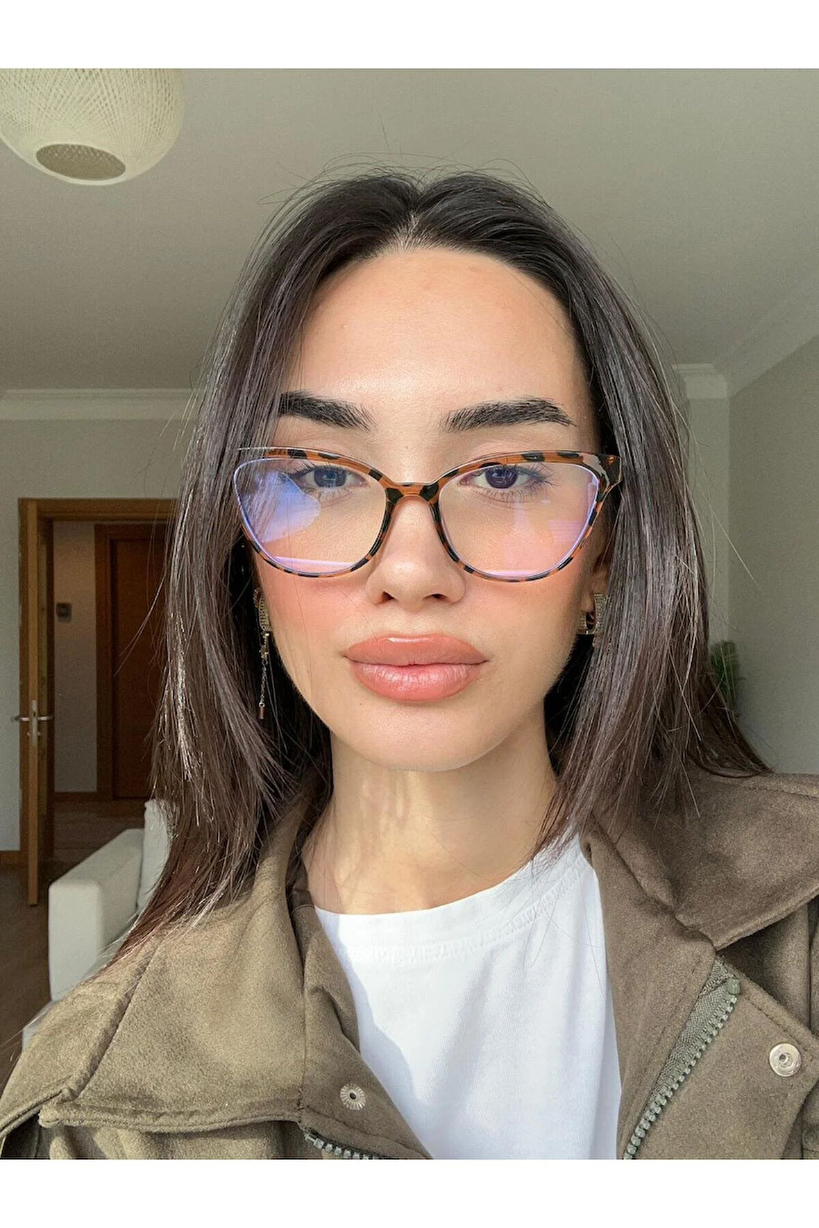 Nancy Vog Leopar Cat eye 56 ekartman Blue block Mavi Işık Korumalı Cam değişebilir ekran gözlüğü