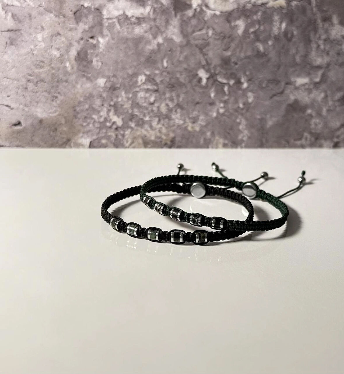 Varisit, Kan, Hematit 2’li Bileklik - Çift Bileklik - Tasarım Makrome Bileklik 4 mm Ayarlanabilir