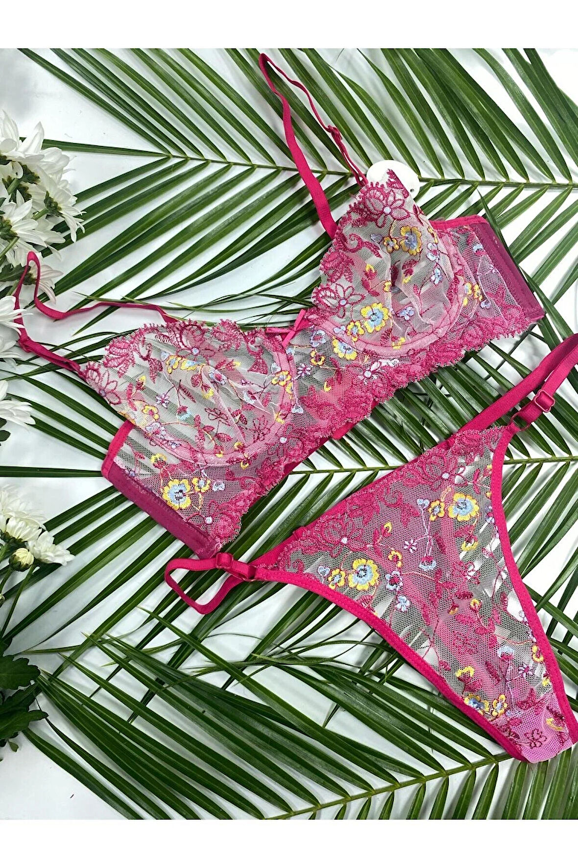 Pae İç Giyim Kaliteli Şık Çiçek Desenli Brode Sütyen Takım