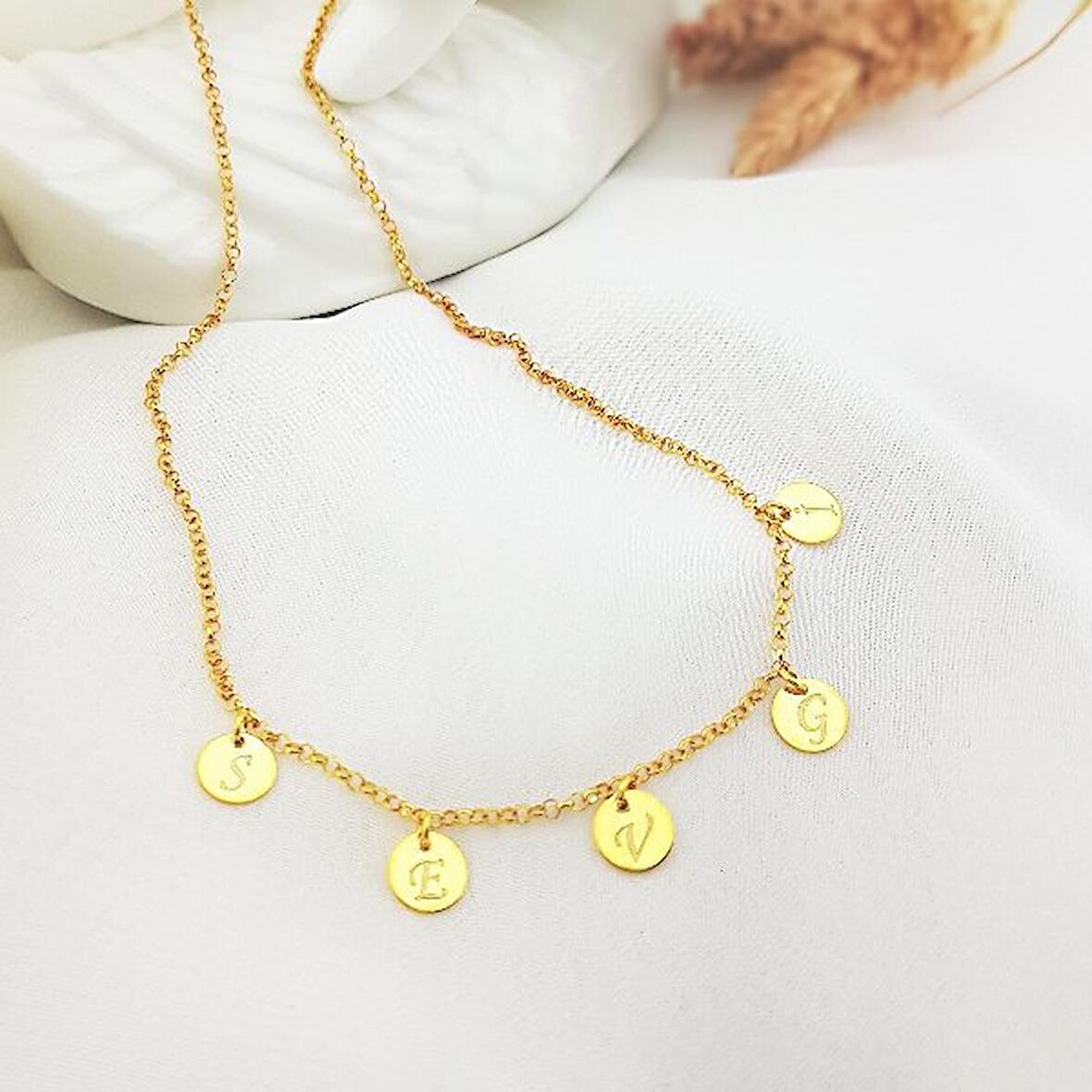 Vaoov 925 Ayar Gümüş Harfli Pul Kolye