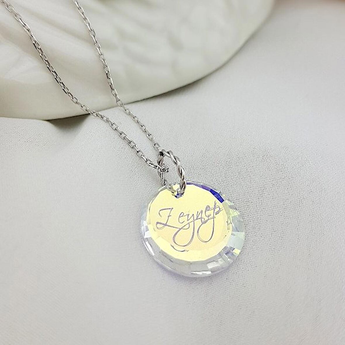 925 Ayar Gümüş Swarovski Taşlı İsim Kolye