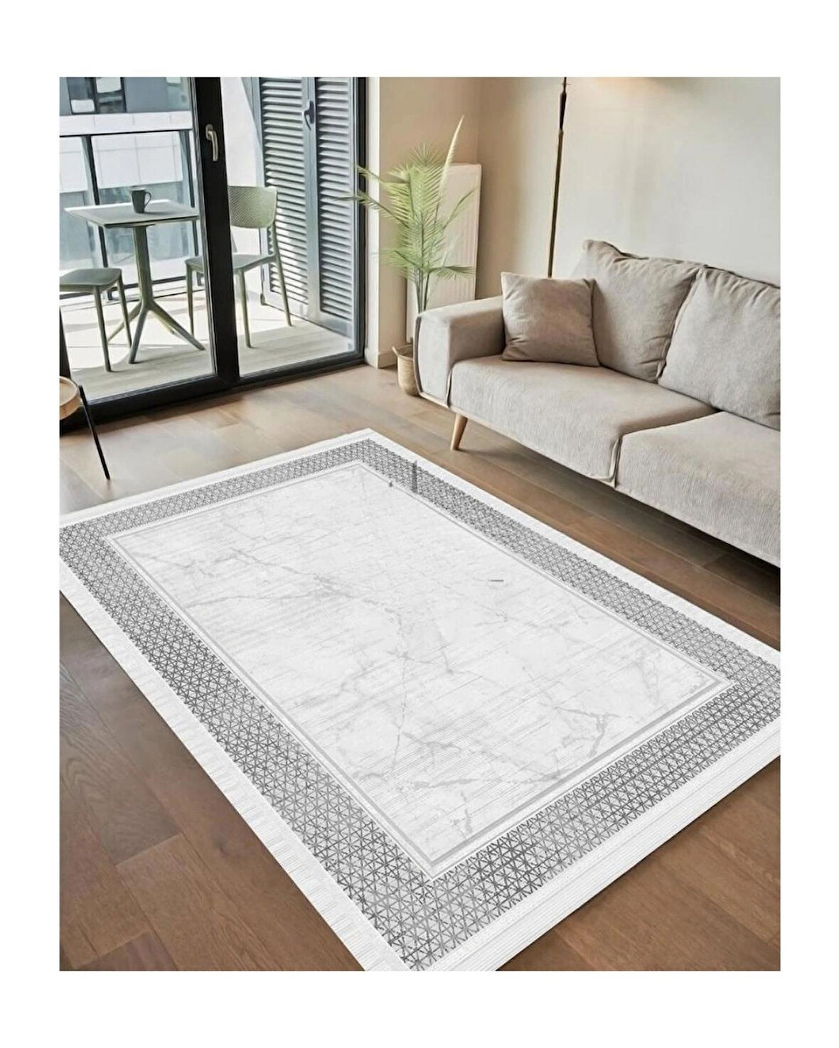 Dijital Baskılı Iskandinav Geometrik Salon,mutfak,yolluk Halısı Kaymaz Halı 4759