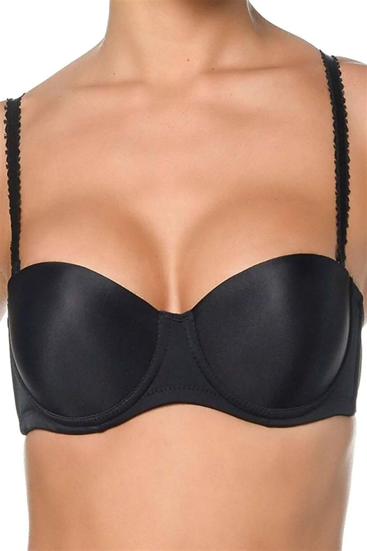 Kadın Siyah Straplez Dolgusuz Sütyen 2550s