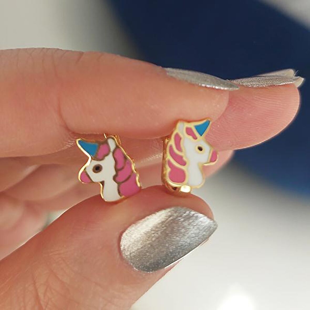 Vaoov 925 Ayar Gümüş Unicorn Çocuk Küpe