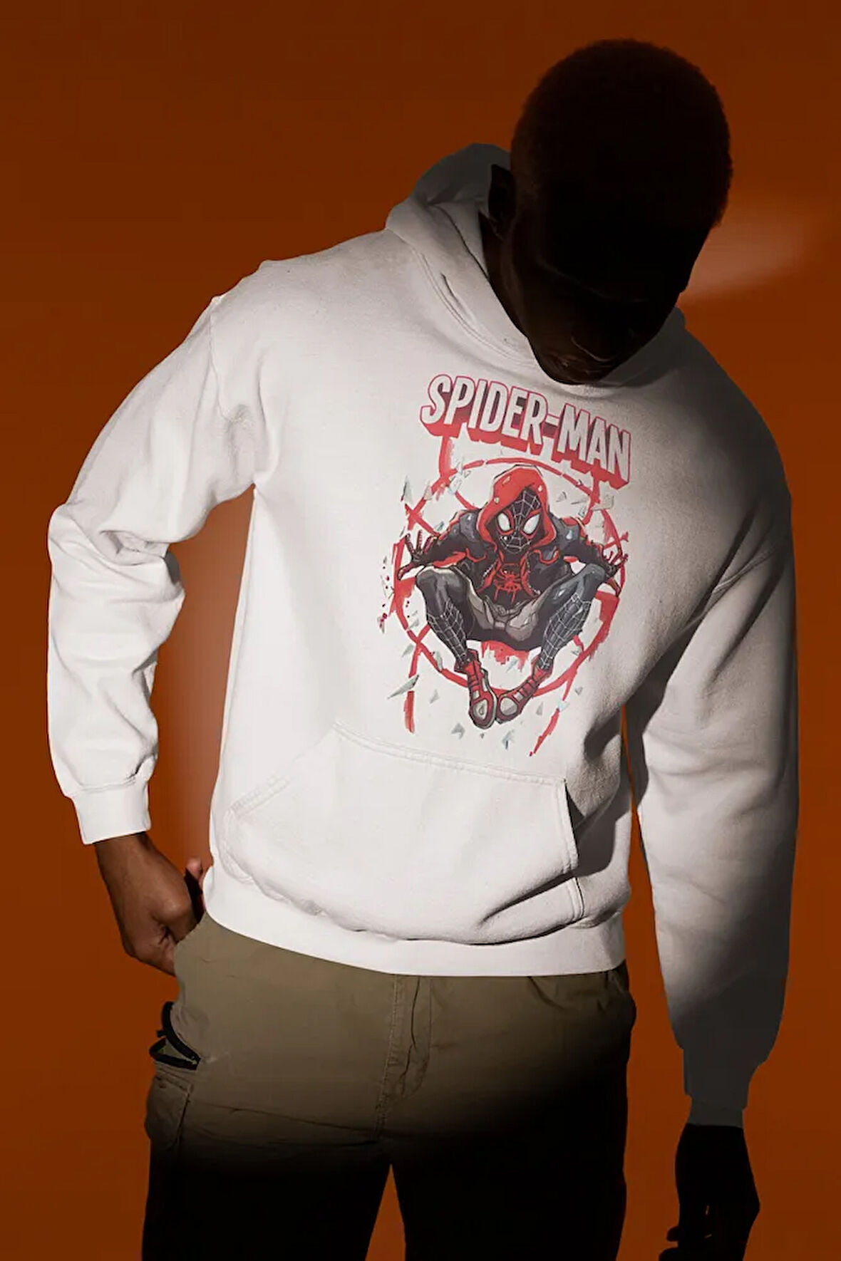 Tasarım Spider-Man Baskılı Unisex Oversize Örümcek Adam Hoodie
