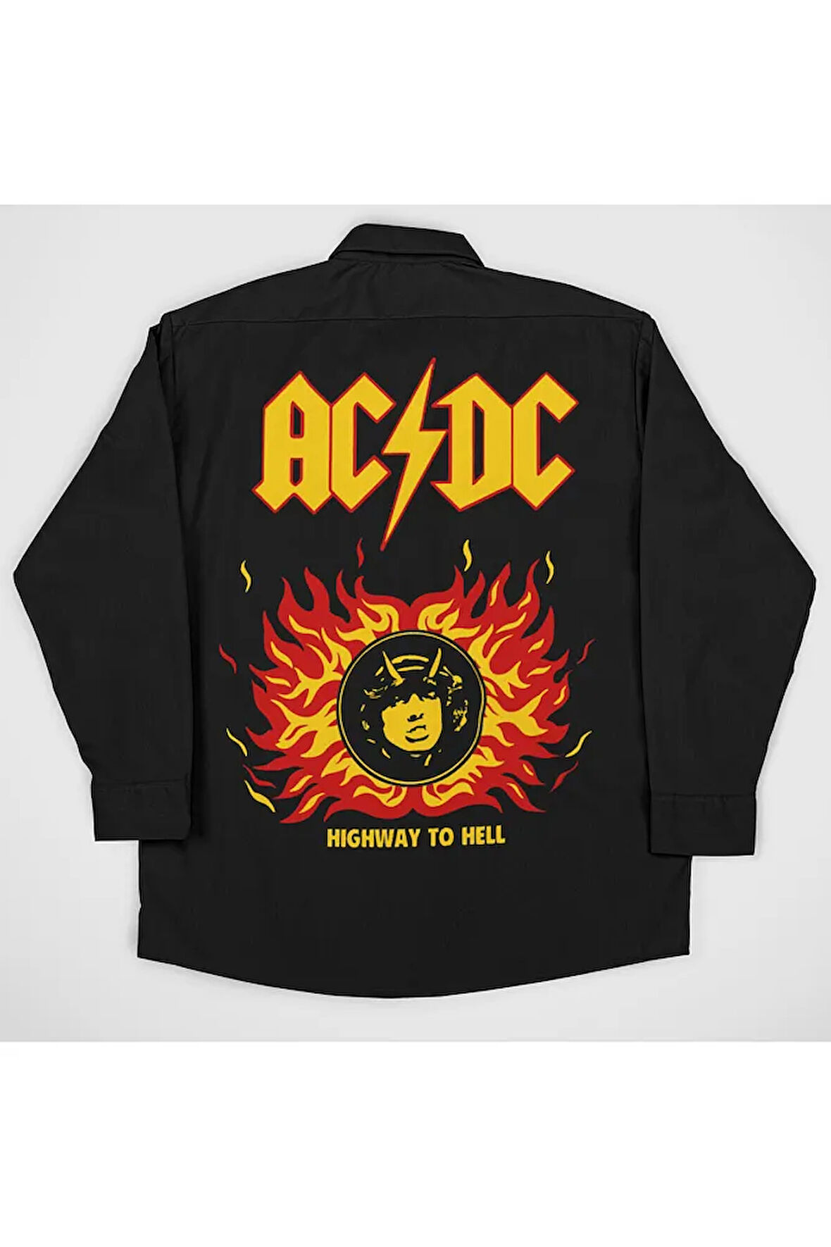 AC DC Müzik Grubu Baskılı Unisex Rock Metal Cepli Gömlek