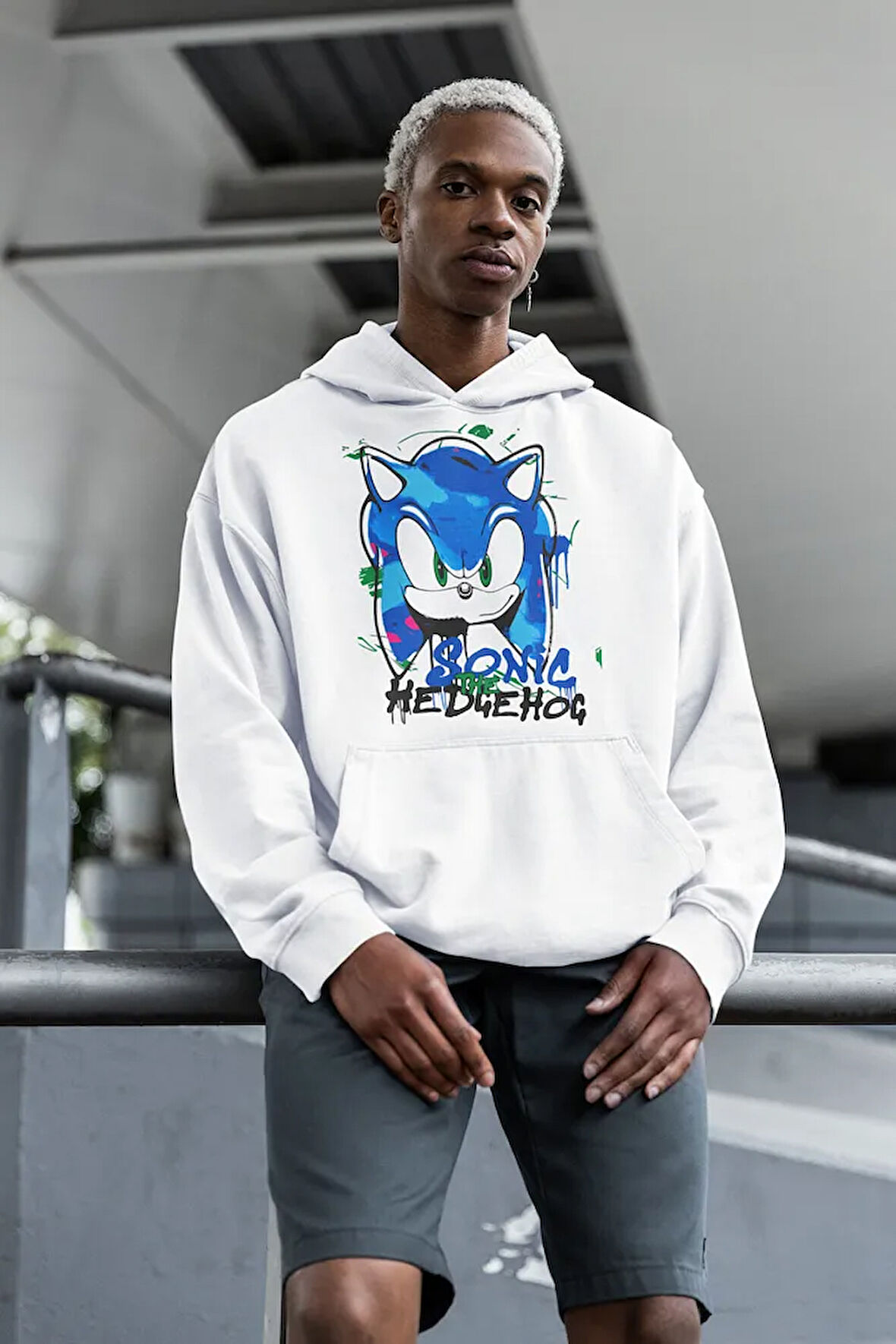 Sonic The Hedgehog Baskılı Unisex Oversize Çizgi Film Hoodie