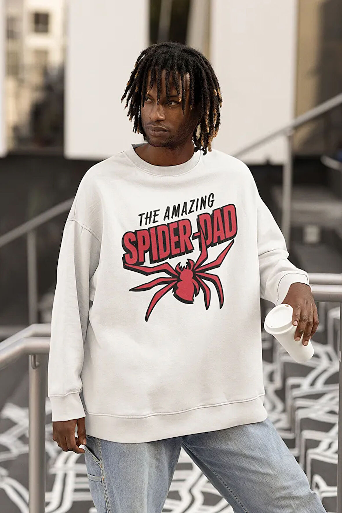The Amazing Spider-Dad Yazılı Unisex Oversize Örümcek Adam Temalı Sweatshirt