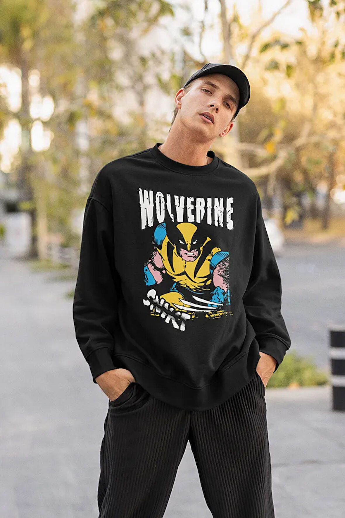 Wolverine Baskılı Unisex Oversize Kahraman Sweatshirt