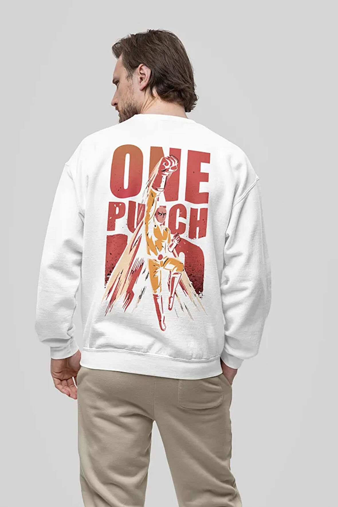 One Punch Man Baskılı Unisex Oversize Tasarım Anime Sweatshirt