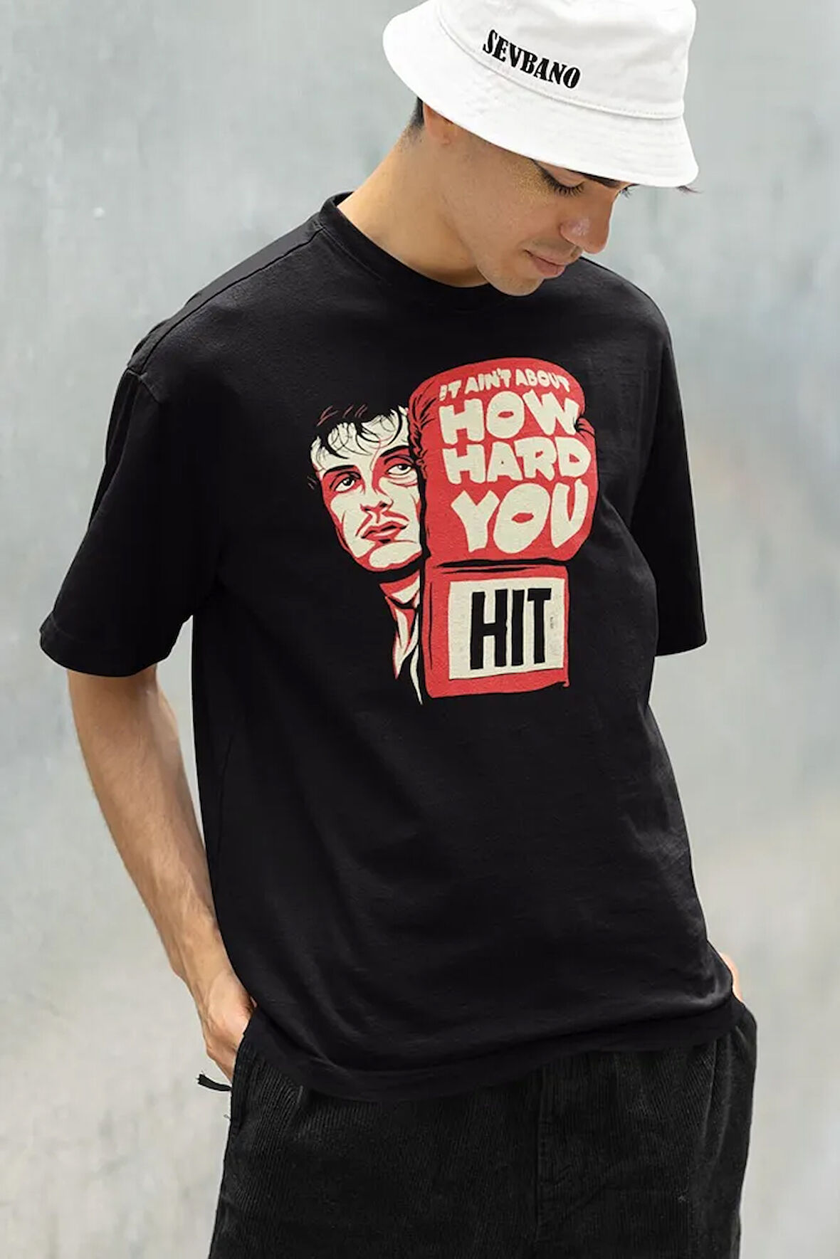 Rocky Balboa Baskılı Unisex Oversize Film Rocky Tişört