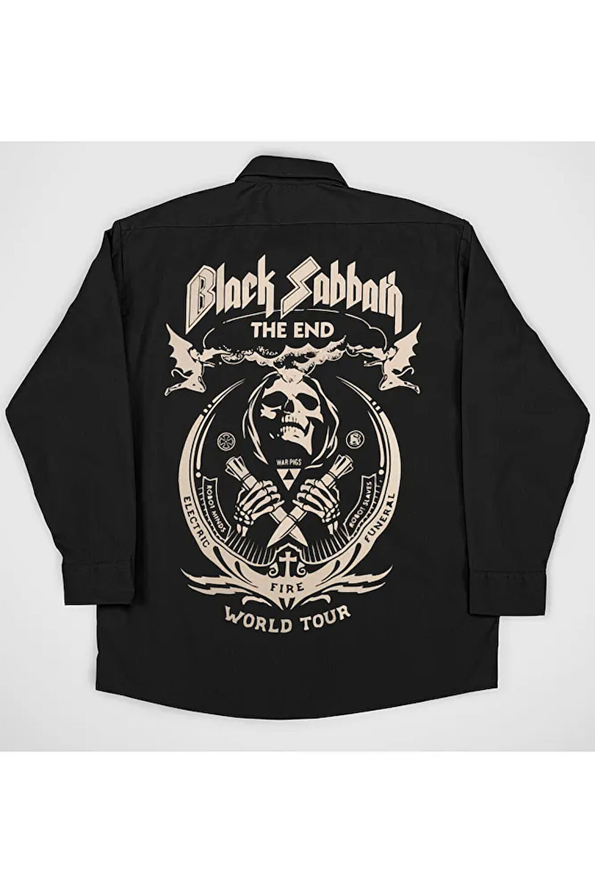 Black Sabbath World Tour Müzik Grubu Baskılı Unisex Rock Metal Cepli Gömlek