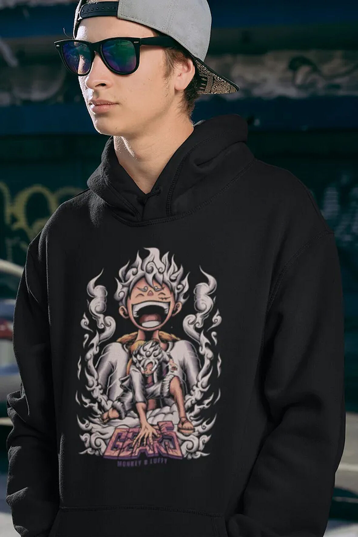 Monkey D. Luffy Gear 5 Baskılı Unisex Oversize Anime Hoodie