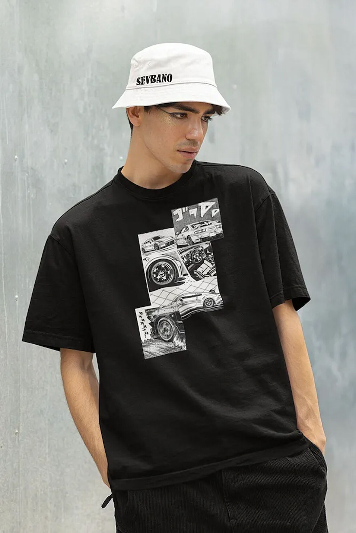 Araba Temalı Oversize Unisex Tişört