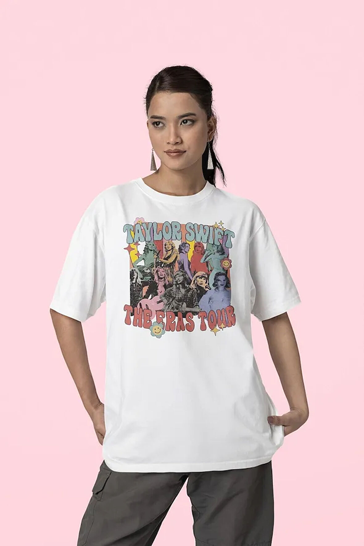 Oversize Taylor Swift Baskılı Tişört, Unisex The Eras Tour Tişört