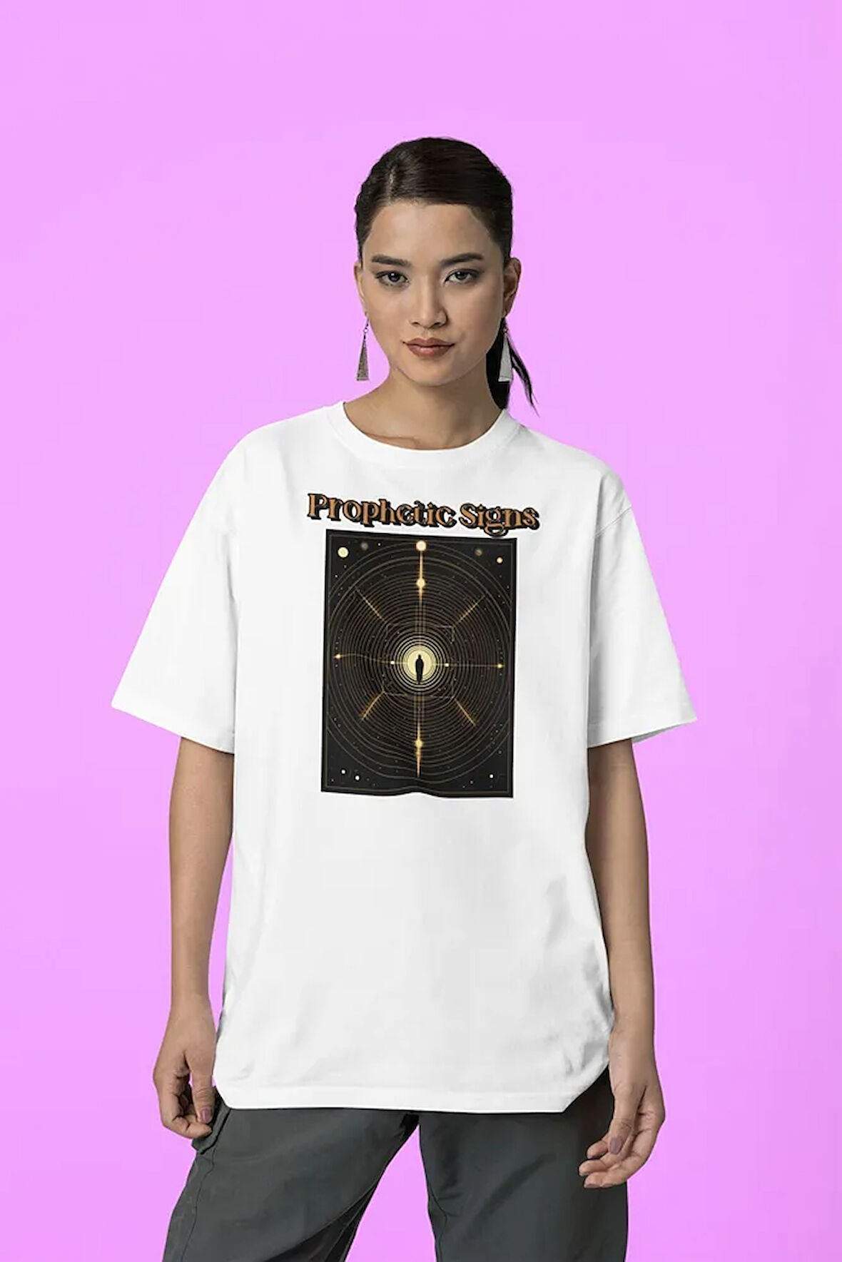 Prophetic Signs Baskılı Unisex Tişört, Oversize Tişört