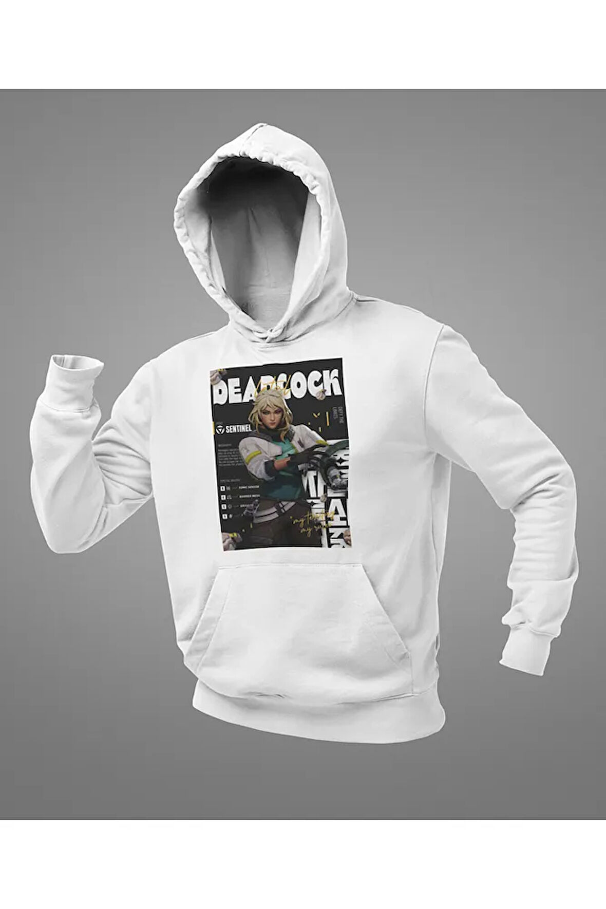 Deadlock Valorant Karakter Baskılı Unisex Oversize Hoodie