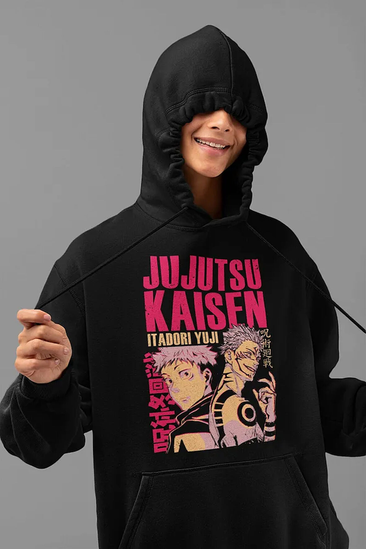 Jujutsu Kaisen Itadori Yuji Baskılı Unisex Oversize Anime Hoodie