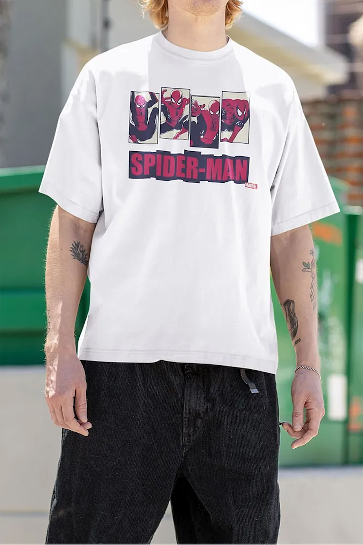 Spider-Man Karakter Baskılı Unisex Oversize Marvel Tişört