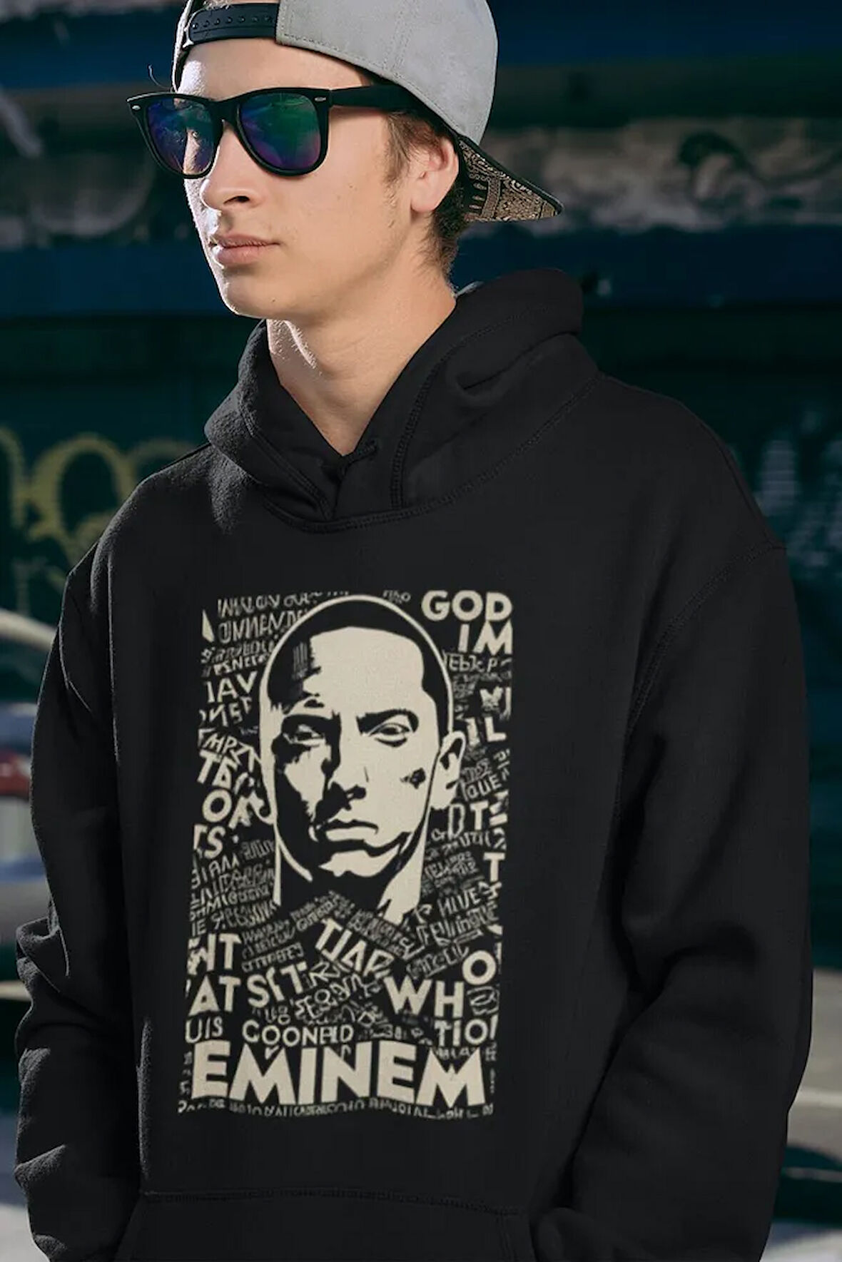 Eminem Rapper Baskılı Unisex Oversize Hoodie