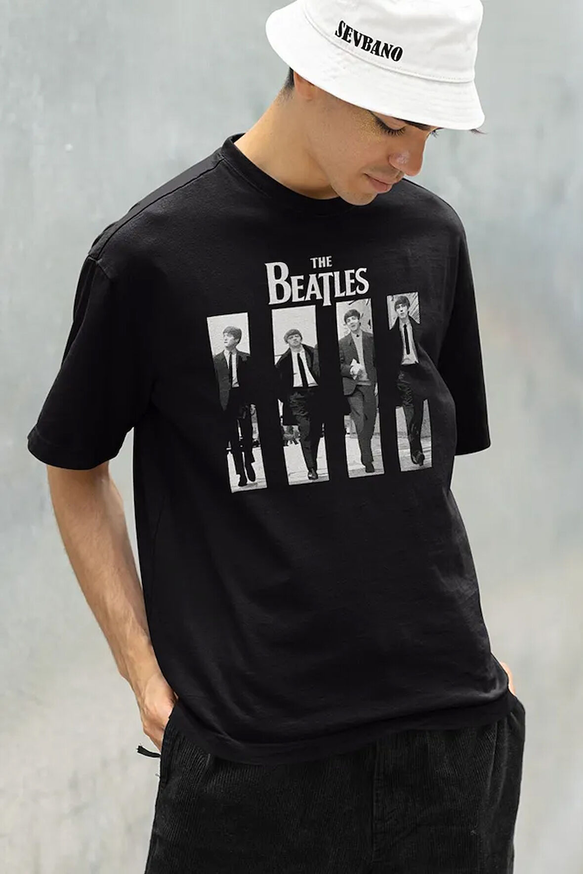 Tasarım The Beatles Baskılı Unisex Oversize Tişört