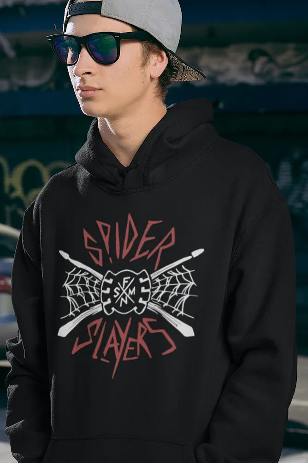 Spider Slayers Baskılı Unisex Oversize Örümcek Adam Hoodie