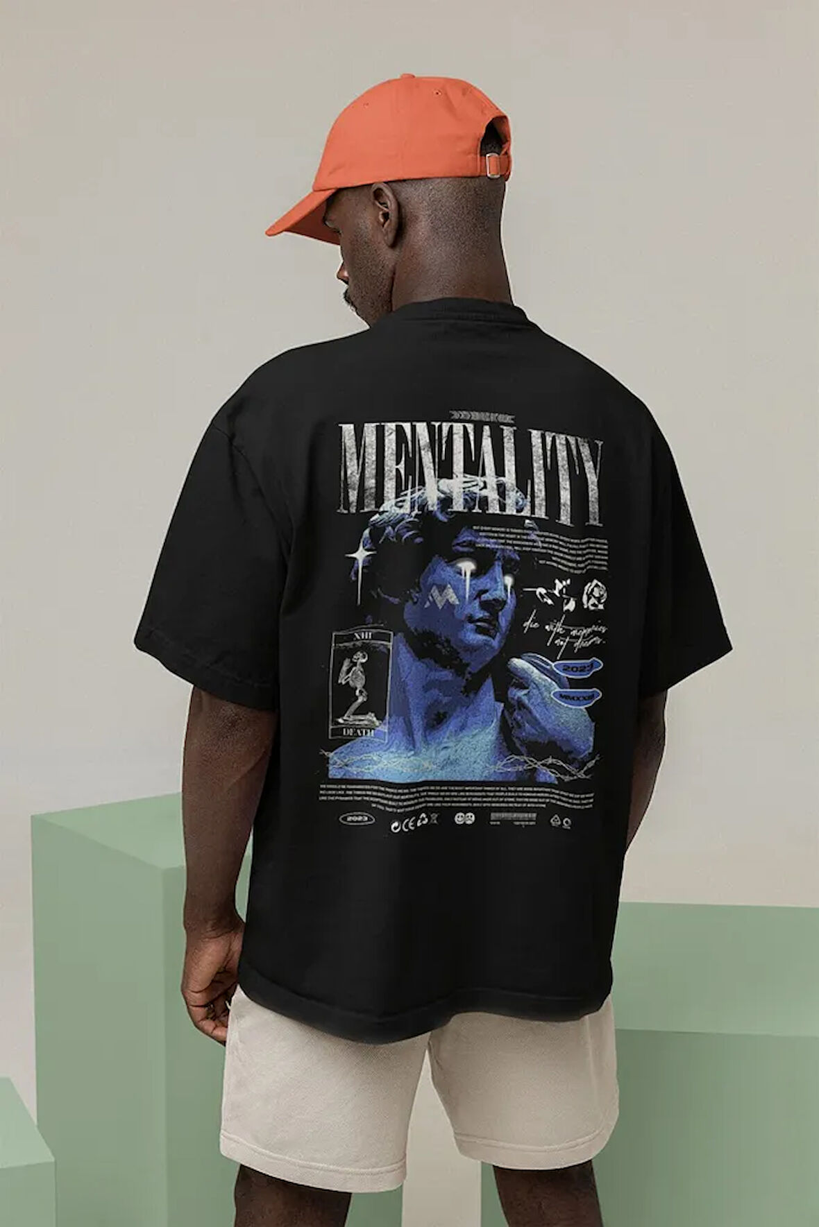 Mentality Baskılı Unisex Oversize Tasarım Tişört