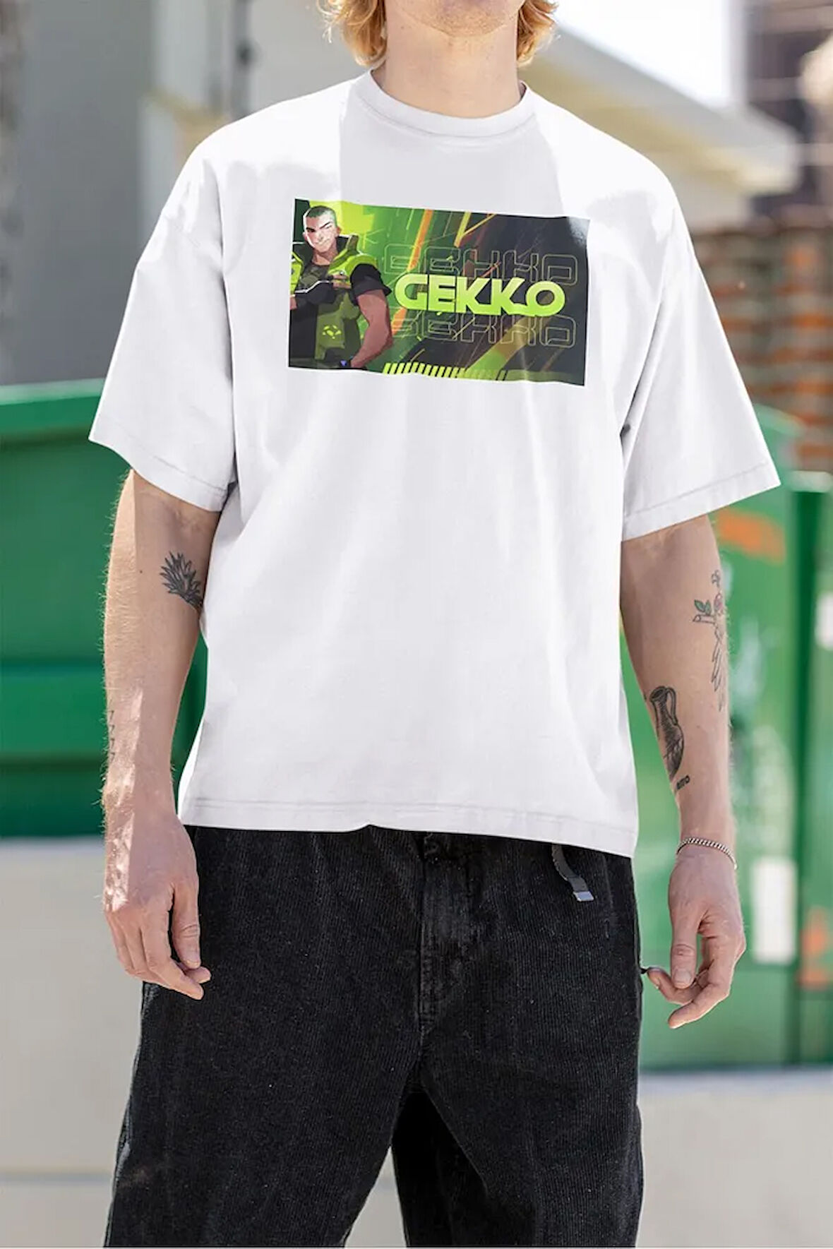 Gekkoo Karakter Baskılı Unisex Oversize Vaalorant Tişört