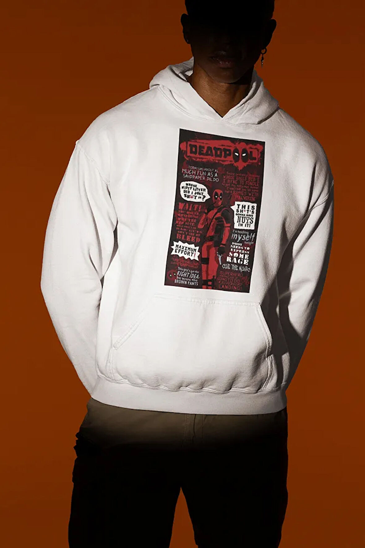 Deadpool Dergi Kapağı Baskılı Unisex Hoodie, Oversize Marvel Sweatshirt