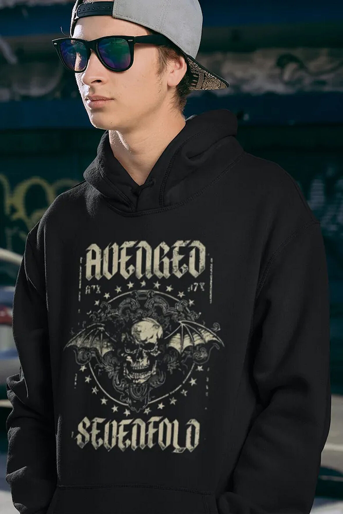 Tasarım Rock Metal Grubu Baskılı Unisex Oversize Avenged Sevenfold Hoodie