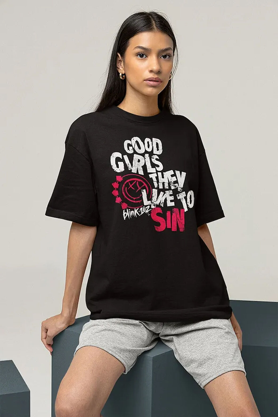 Good Girls They Like To Sın Blink-182 Baskılı Unisex Oversize Tişört