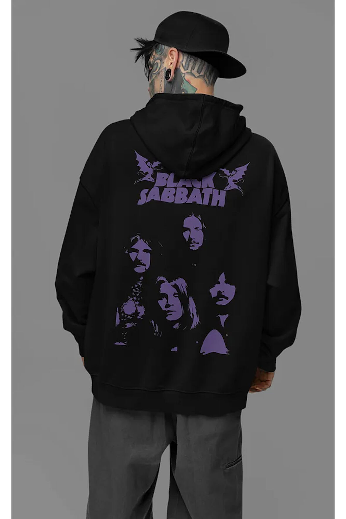Tasarım Black Sabbath Baskılı Unisex Oversize Rock Metal Hoodie