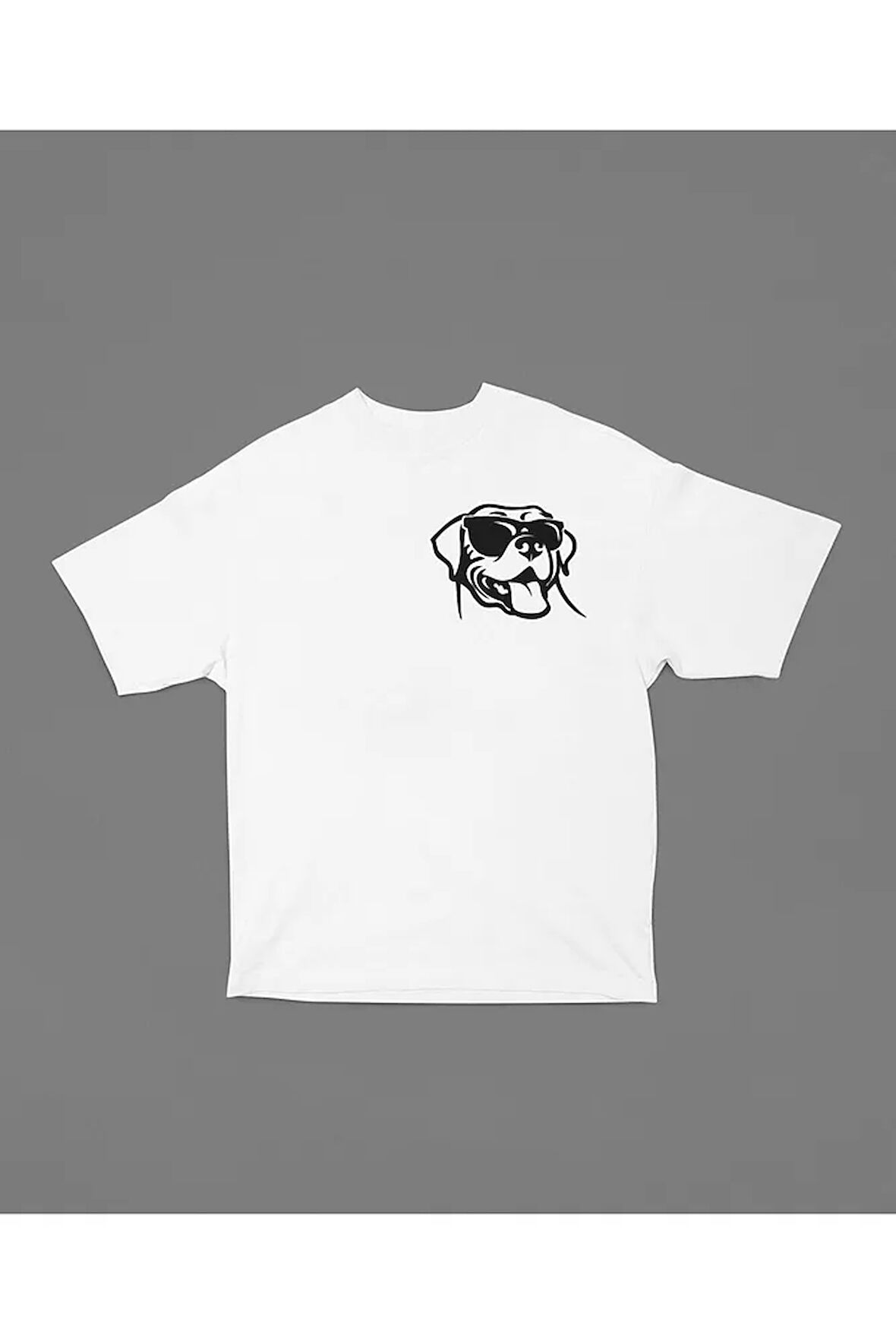 Havalı Köpek Baskılı Unisex Tişört, Oversize Cool Dog Tişört