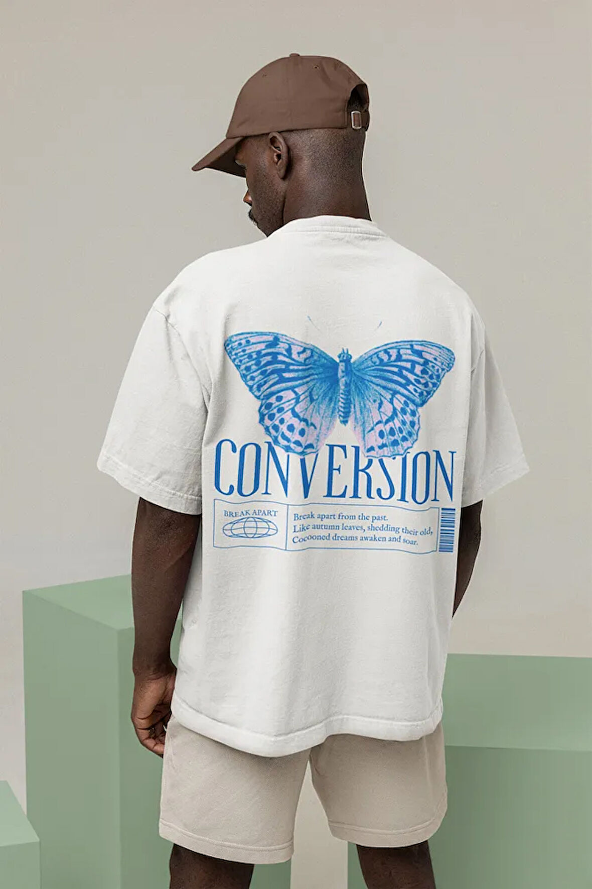 Butterfly Conversion Tasarım Baskılı Unisex Oversize Tişört