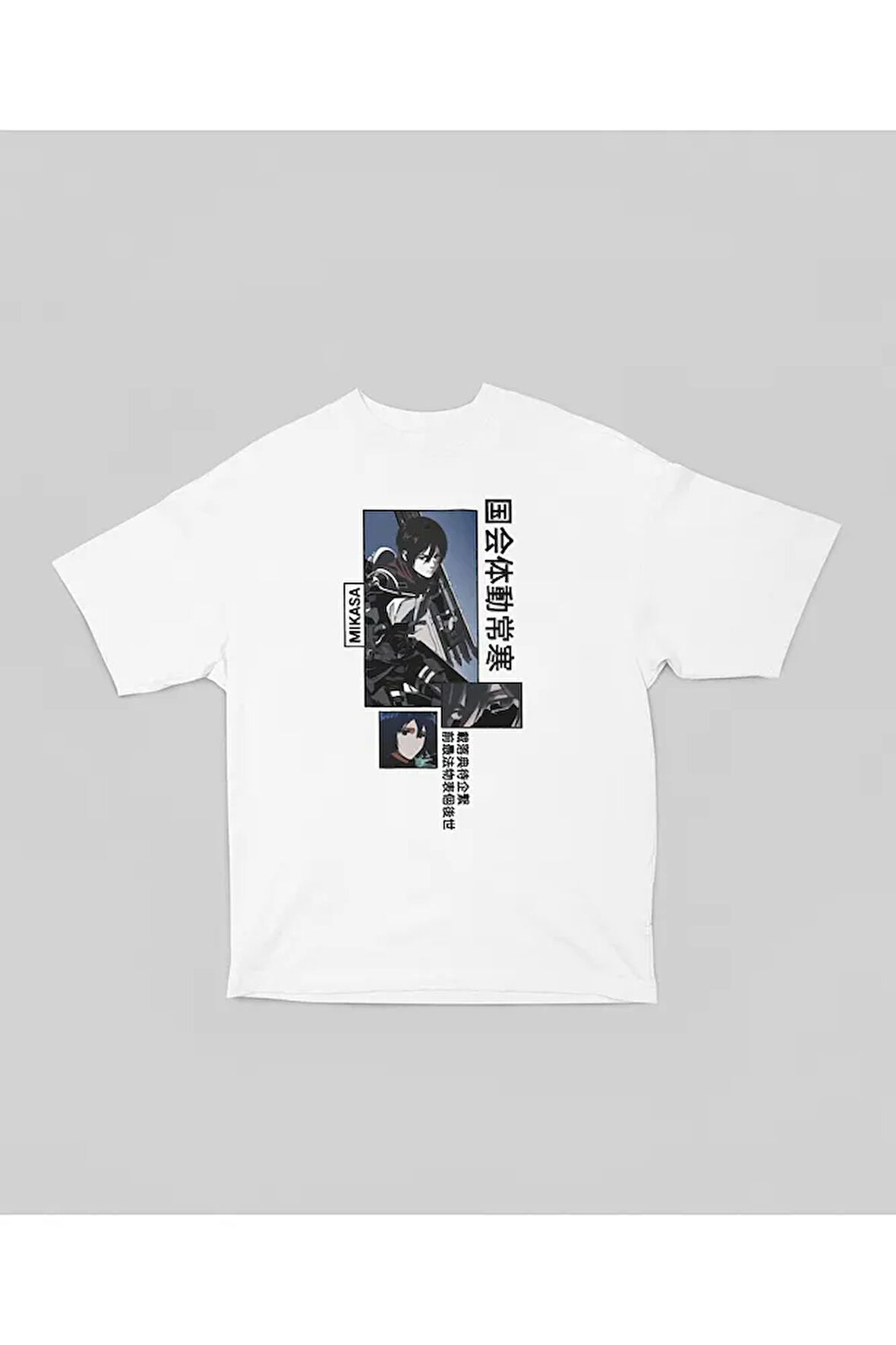 Mikasa Ackerman Baskılı Unisex Oversize Anime Karakter Tişört