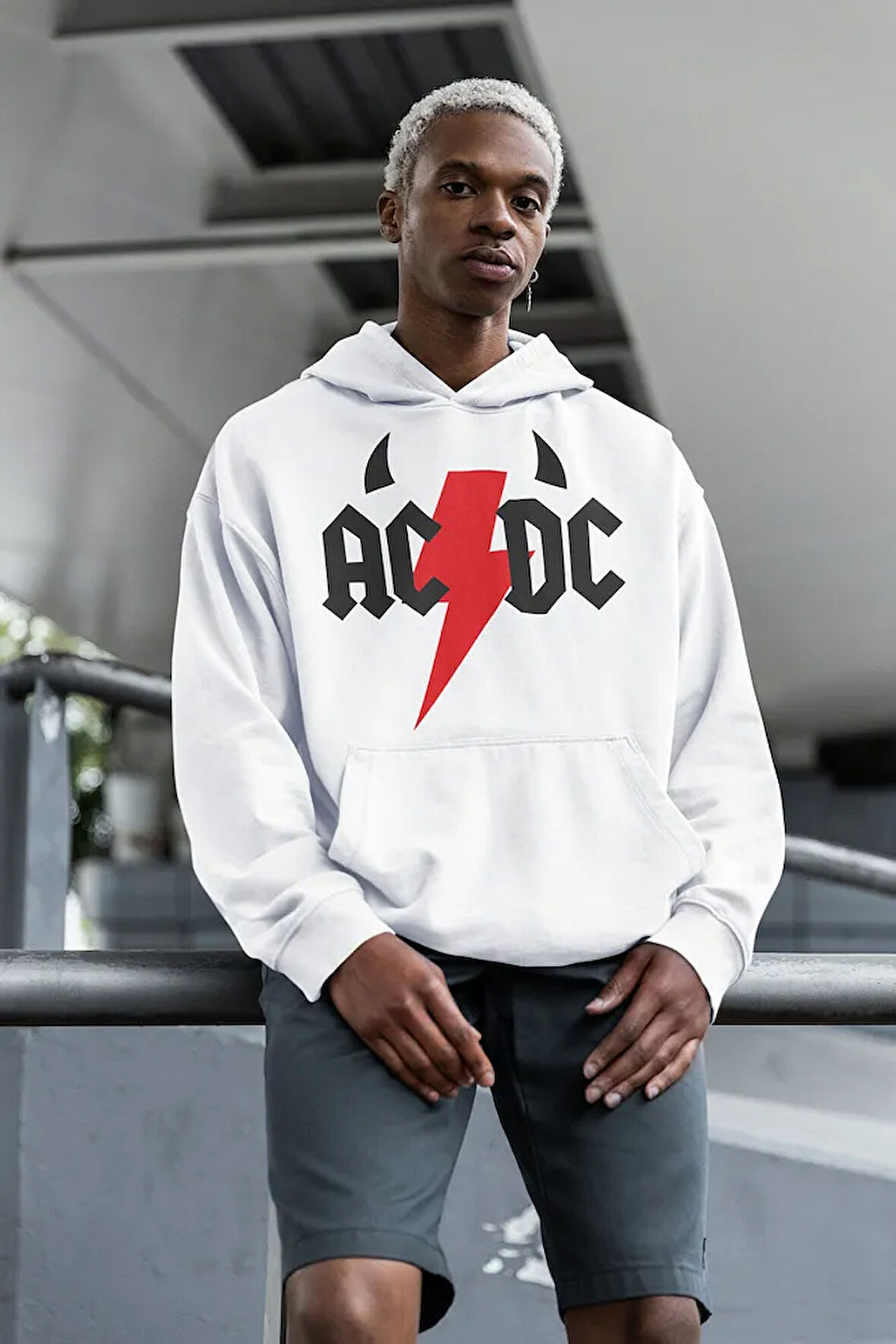 AC DC Yazılı Unisex Oversize Müzik Grubu Hoodie