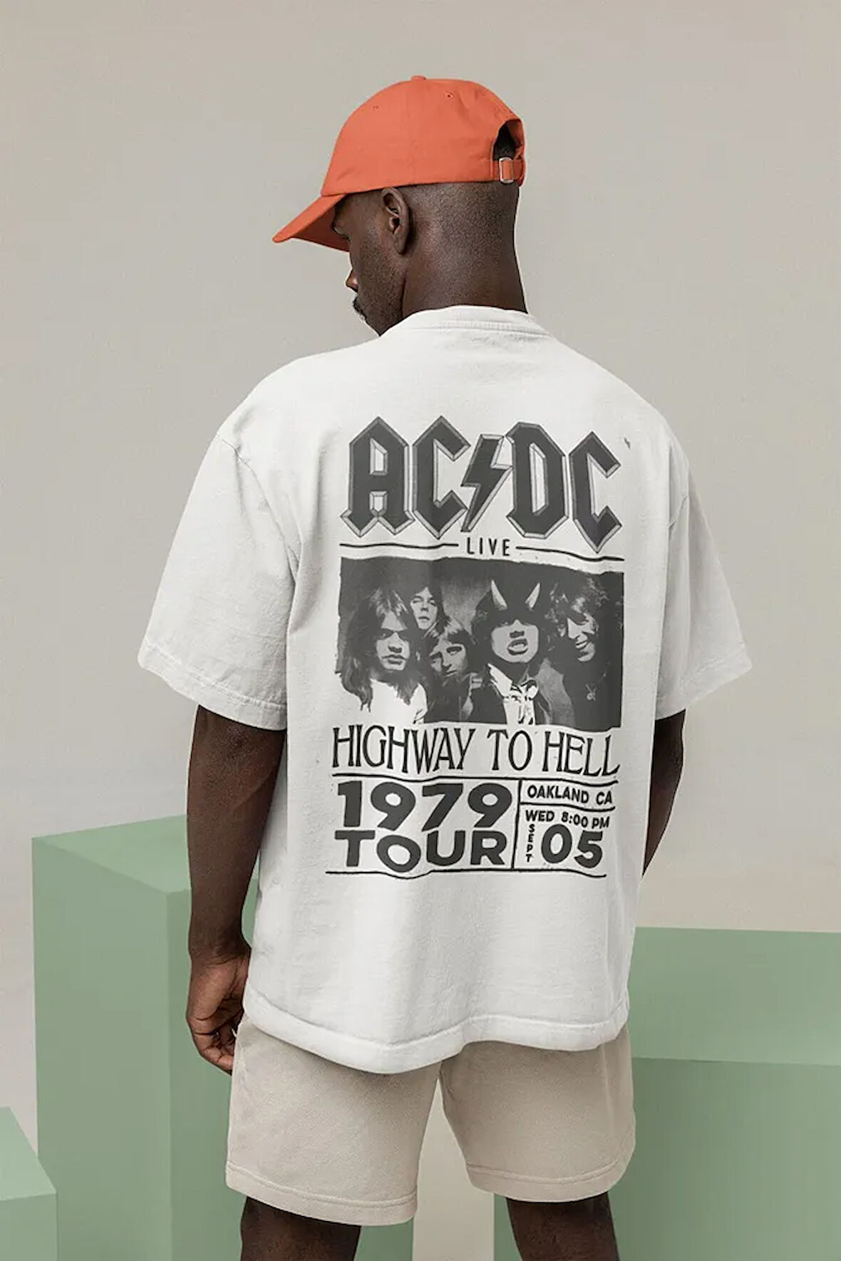 AC DC Müzik Grubu Rock Metal Baskılı Unisex Tişört, Oversize Highway To Hell 1979 Tour Tişört