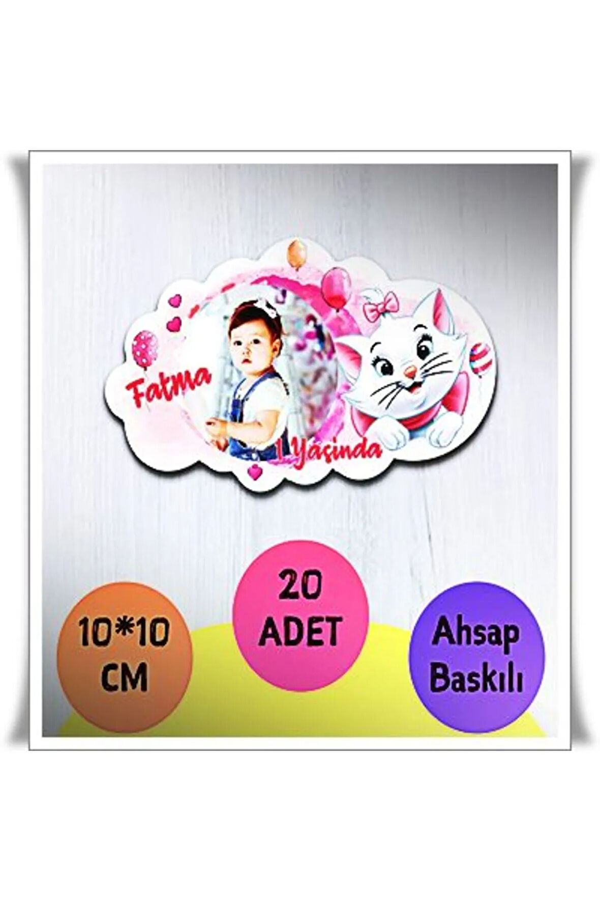 Bebek Çocuk Doğum Günü Resimli Ahşap Magnet 20 Adet