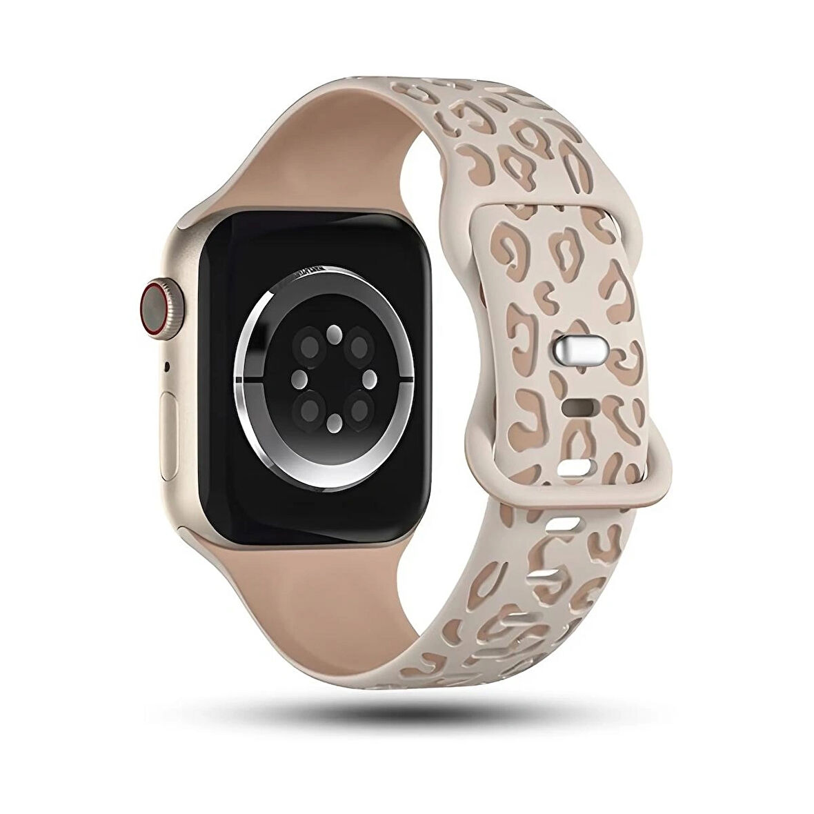 Apple watch 10 42MM 6 7 8 9 Se Uyumlu 38-40-41MM Leopar Desenli Silikon Spor Kordon