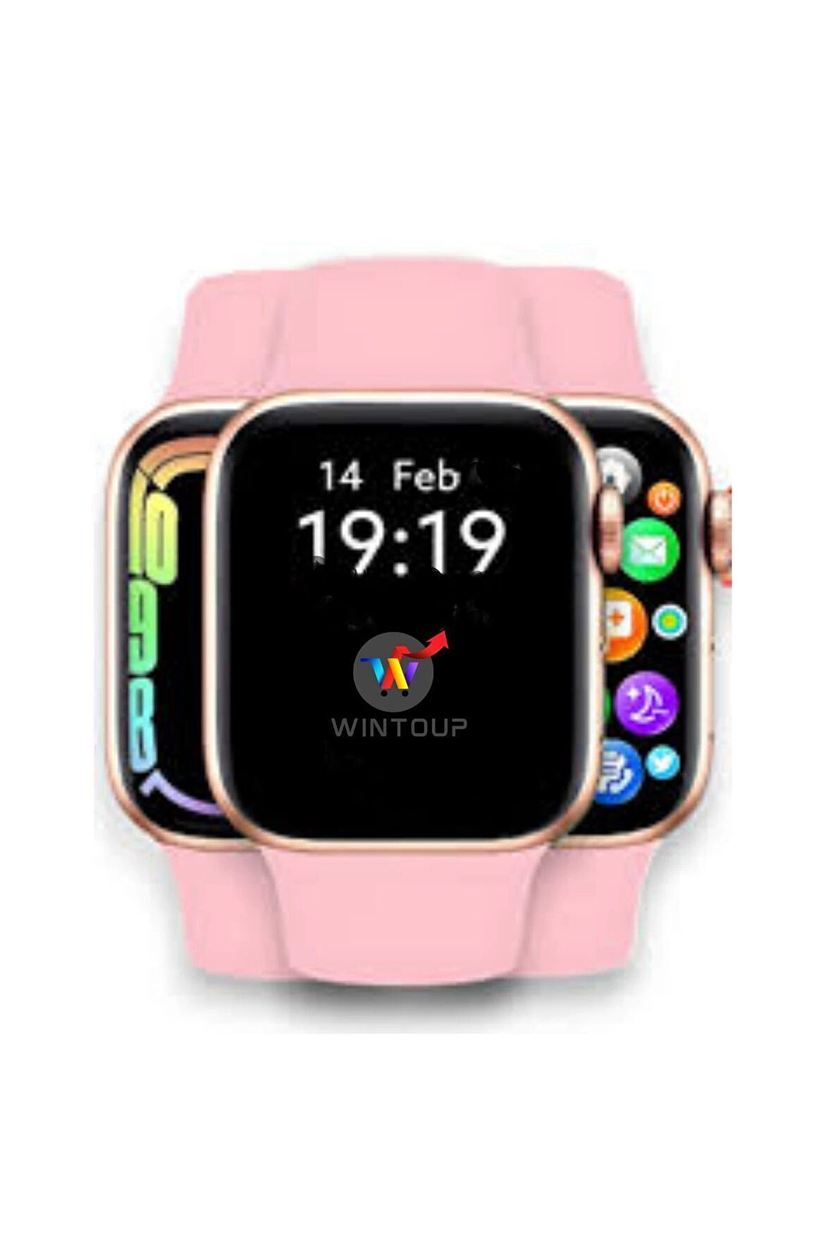 Premium Version Pembe Kordon Kadın Akıllı Saat Watch 7 Series Smart Watch