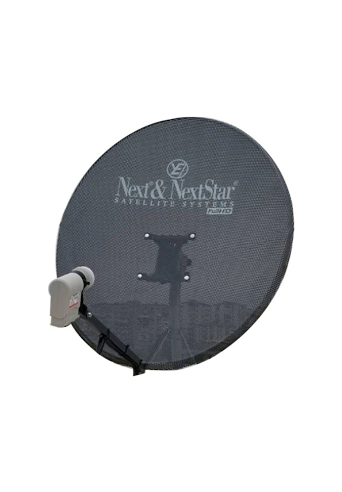 Next&NextStar  85 Cm Delikli Gri Renk Ofset Çanak Anten + Tekli Lnb
