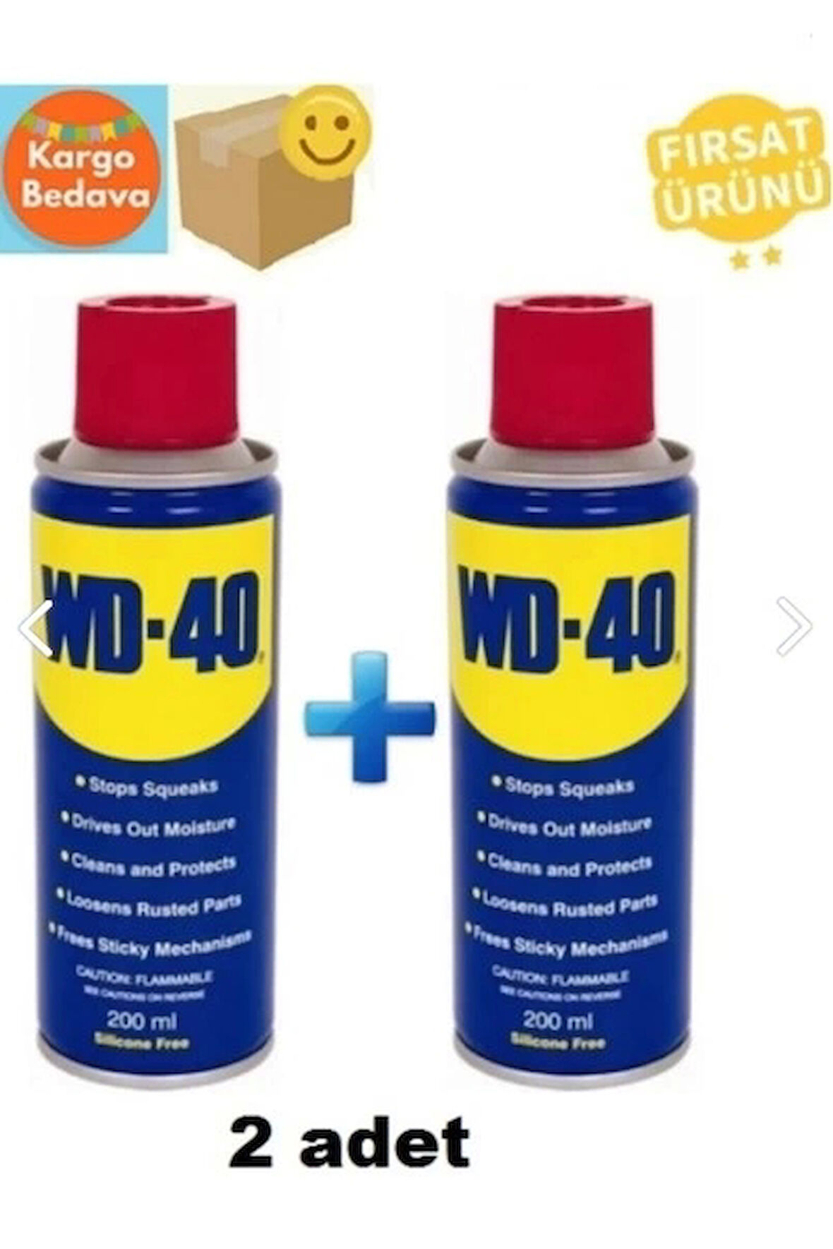 WD-40 Çok Amaçlı Pas Sökücü Yağlayıcı Sprey 200 ml 2'li Avantaj Paket