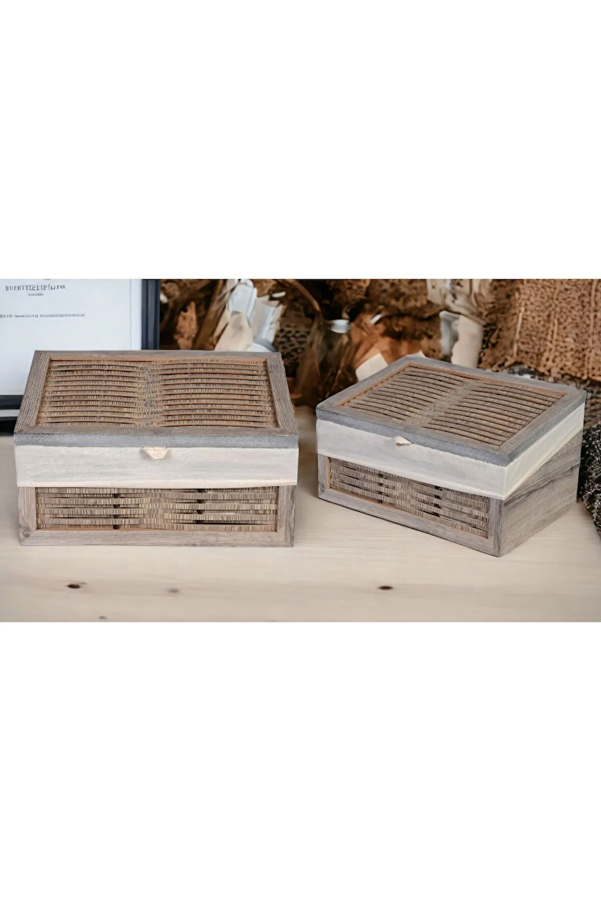 Ahşap Hasır Görünümlü Ekmeklik Yıkanabilir Bezli (Rustik Meşe)