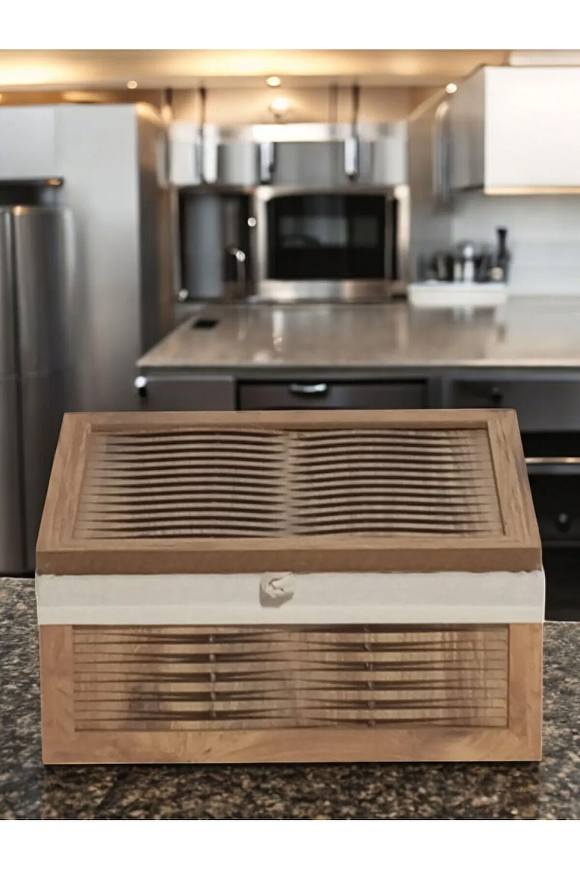 Ahşap Hasır Görünümlü Ekmeklik Yıkanabilir Bezli (Atlantik Çam)